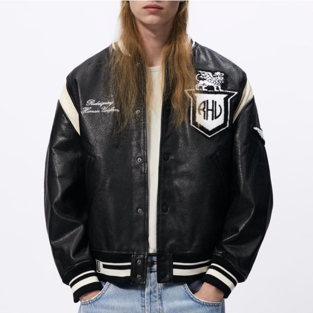 ZARA X RHUIGI LEATHER BOMBER JACKET - Picture 1 of 8
